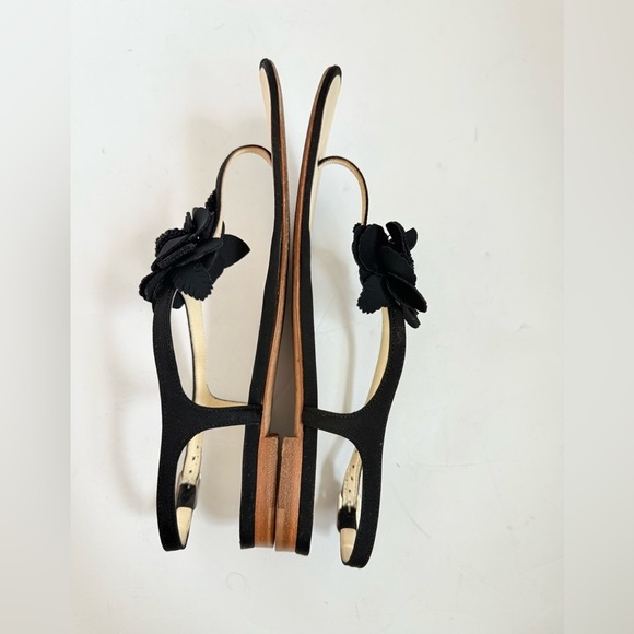 Chanel Black Satin leather interlocking CC Camellia Thong flat Sandals EU 37 - Picture 6 of 12